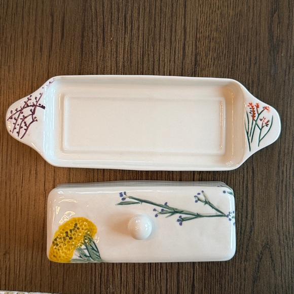 Anthropologie Floral Ceramic Butter Dish - Picture 2 of 3